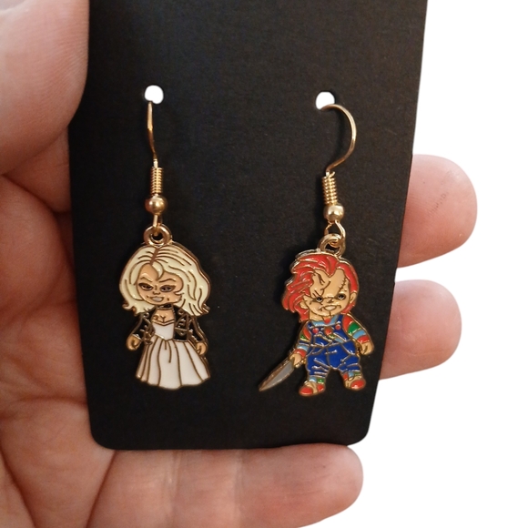 NWOT Chucky & Bride Of Chucky Dangle Earrings Tiffany Doll Horror Child's Play - Picture 4 of 4